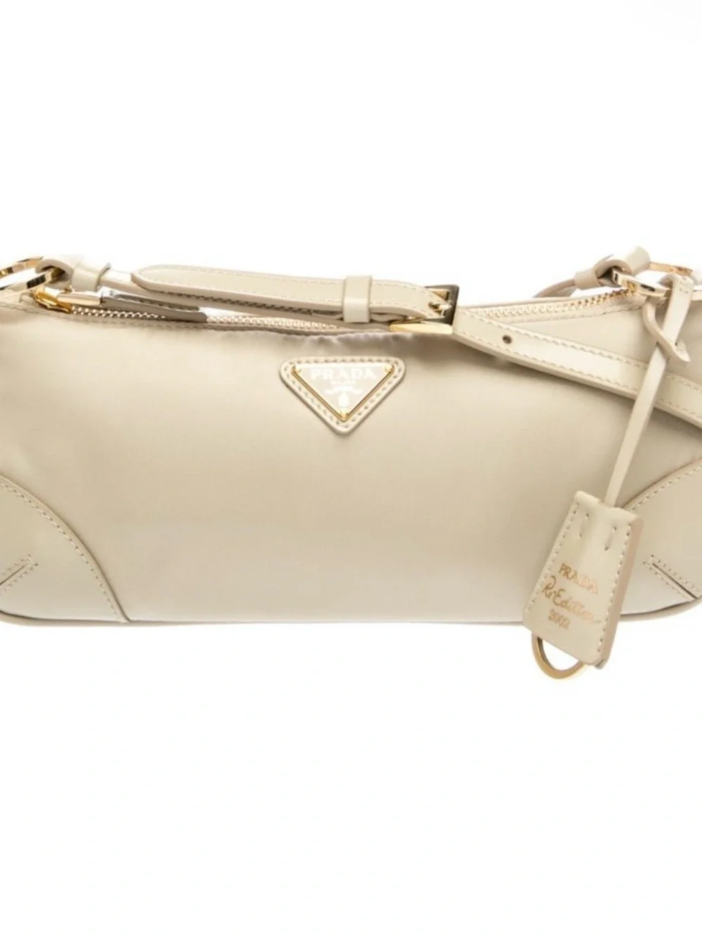 Prada Neutral Tessuto Nylon Re-Edition 2002 2023 with Dust Bag Authenticity Card